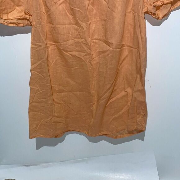 G.H. Bass & Co. Women's Orange Embroidered Short Sleeve Peasant Top Size Large - Picture 7 of 7